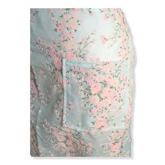Vintage 50s Housewife Kitchen Apron Pastel Floral Flocked Dainty Retro MCM 60s - Picture 12 of 16